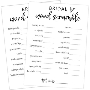 Interactive Bridal Shower Game Cards – 25 Guests + Answer Key