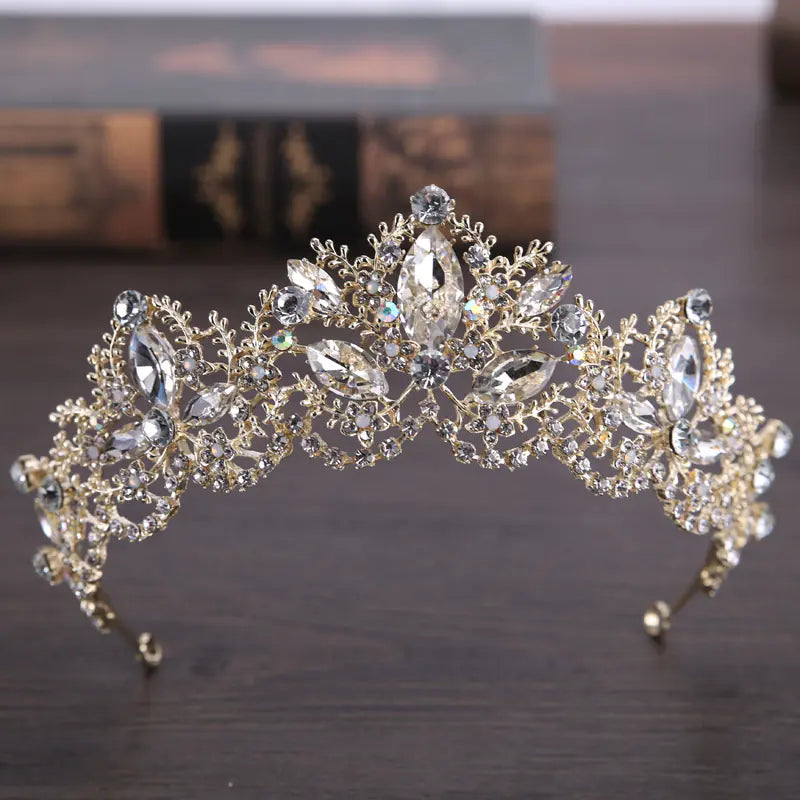Crystal Bridal Crown Hair Accessory with Pearls and Rhinestones