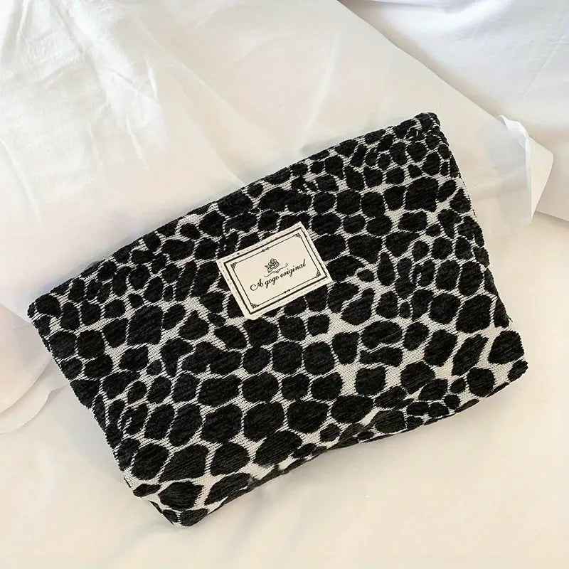 Leopard Print Travel Makeup Bag - Washable Organizer