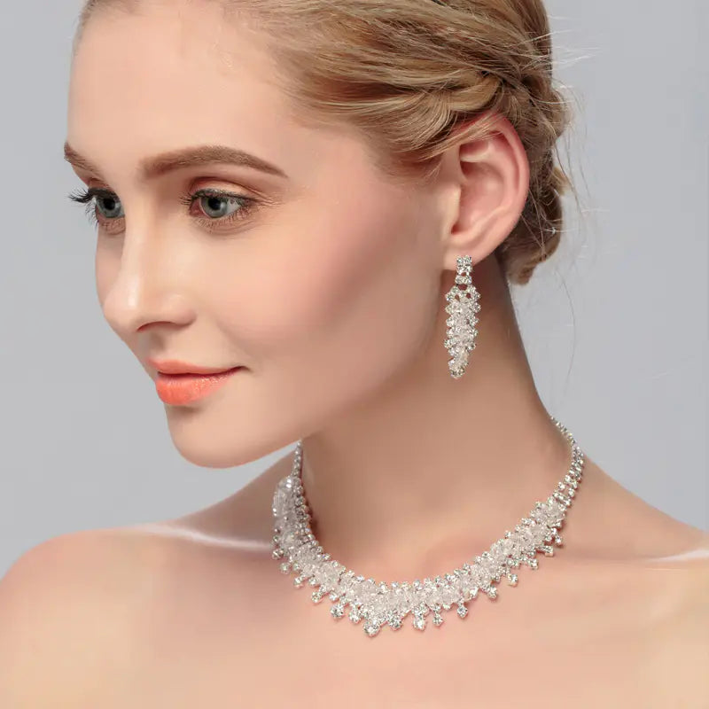 Bridal Crown Set with Necklace and Earrings (3 Pieces)