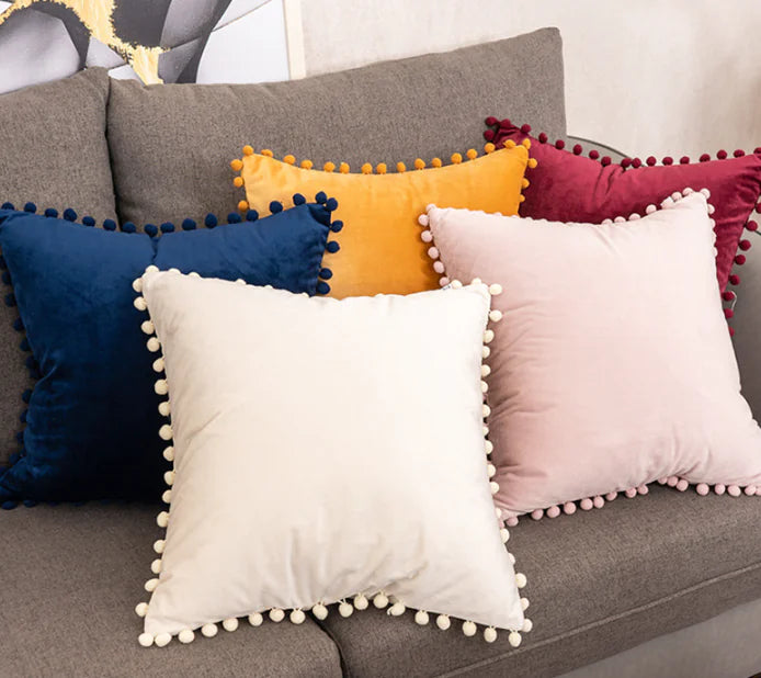Soft Velvet Ball Tassel Pillow Case