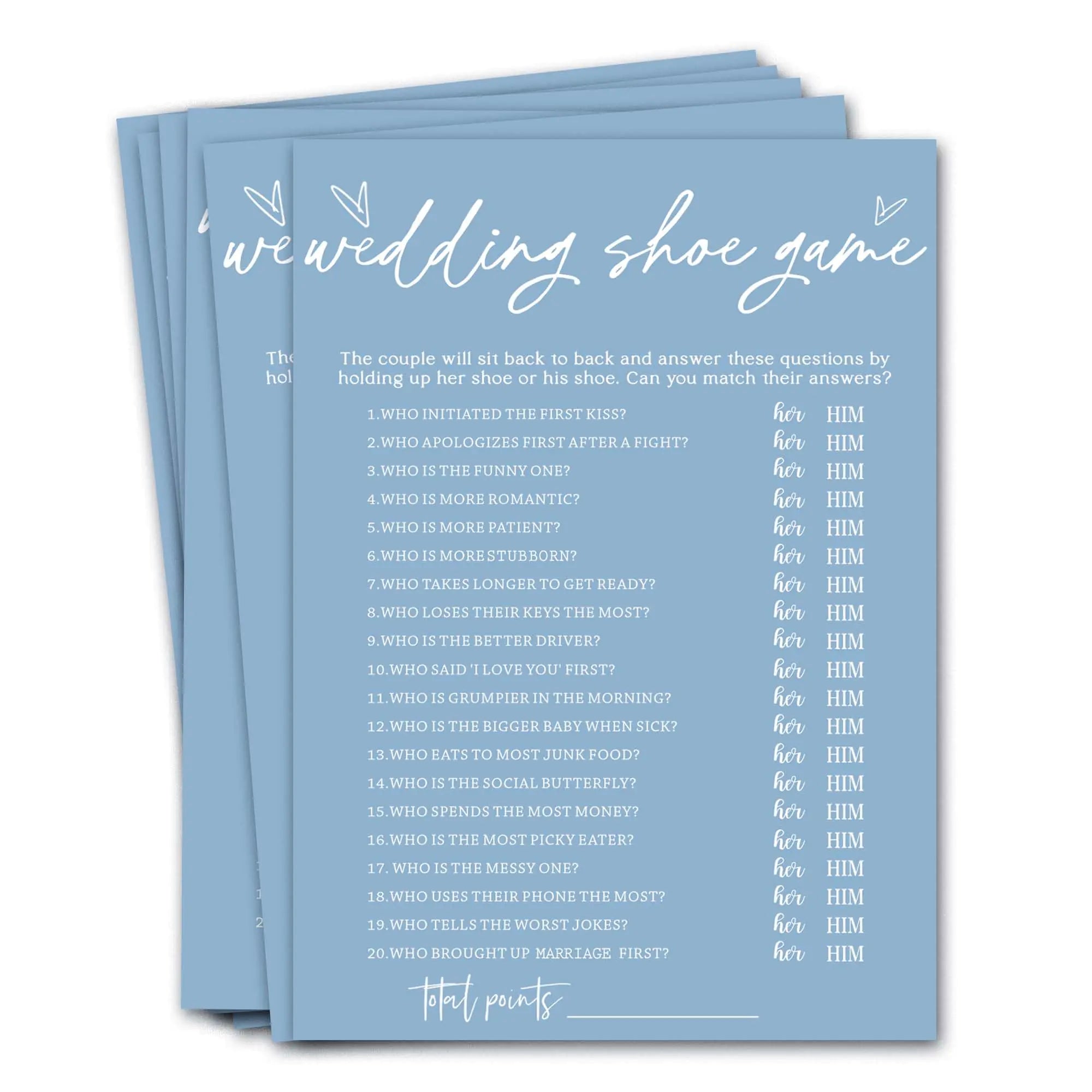 Wedding Shower Game Cards – 25-Pack 5x7" Keepsake Set