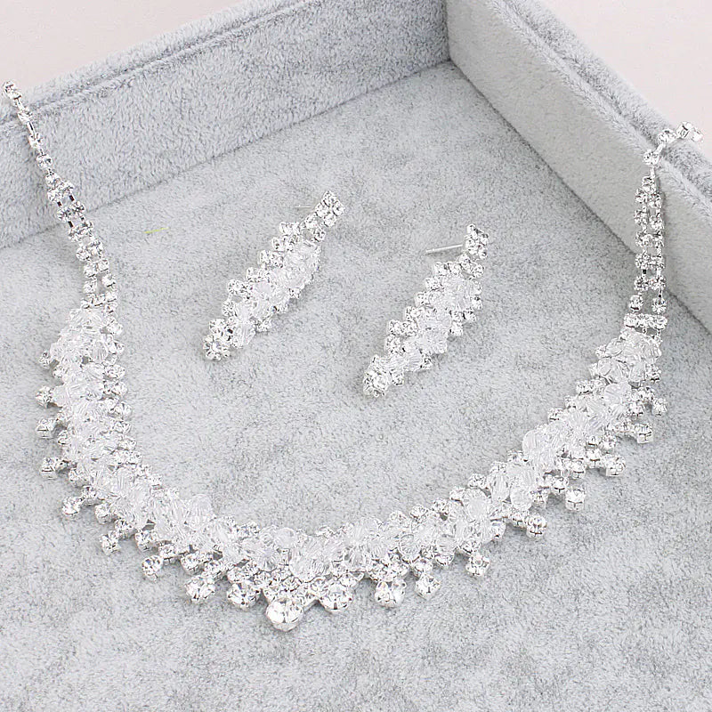 Bridal Crown Set with Necklace and Earrings (3 Pieces)