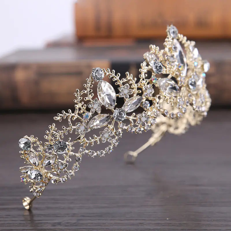 Crystal Bridal Crown Hair Accessory with Pearls and Rhinestones