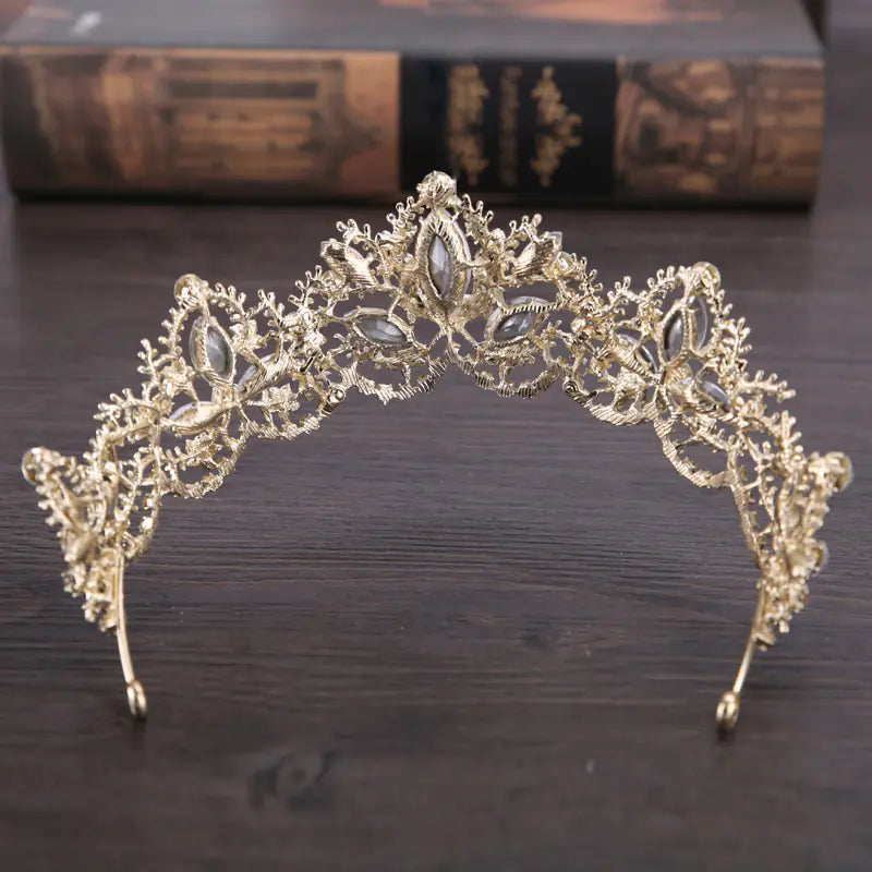 Crystal Bridal Crown Hair Accessory with Pearls and Rhinestones