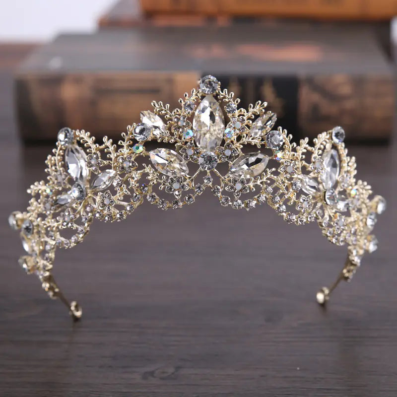 Crystal Bridal Crown Hair Accessory with Pearls and Rhinestones