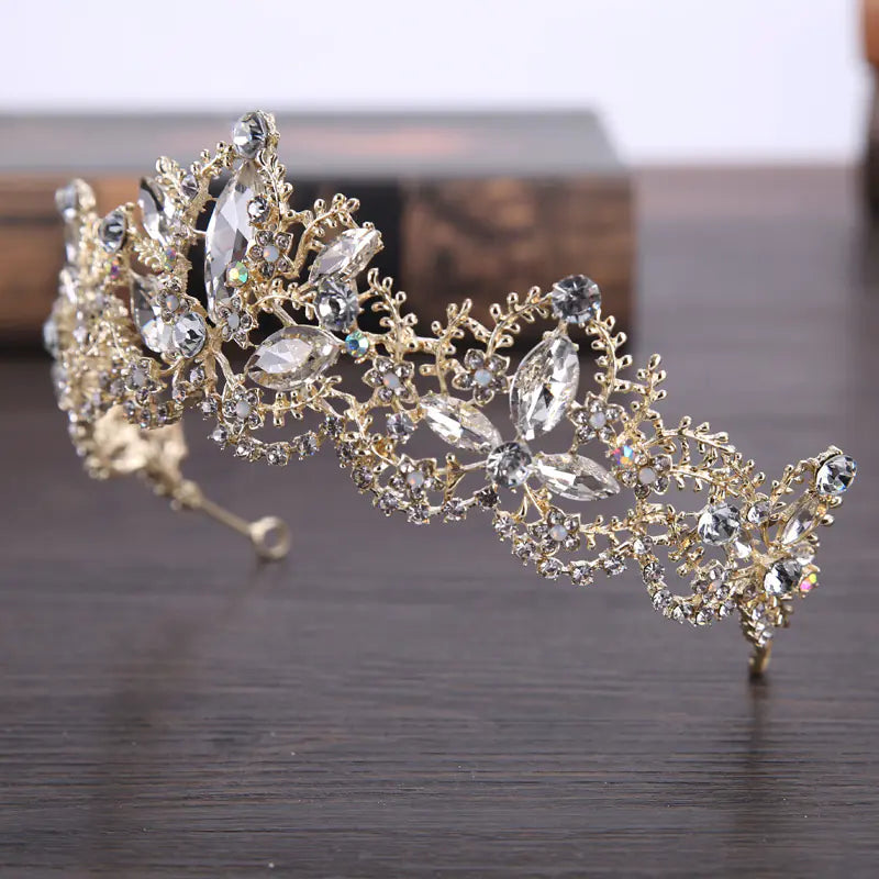 Crystal Bridal Crown Hair Accessory with Pearls and Rhinestones