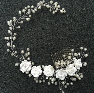Pearl Flower Bridal Comb