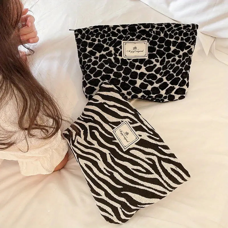 Leopard Print Travel Makeup Bag - Washable Organizer