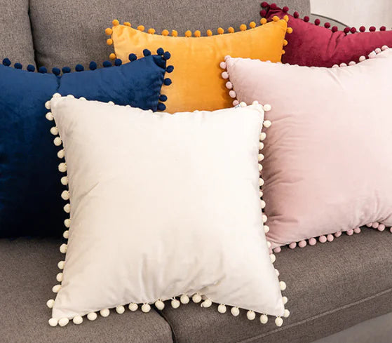 Soft Velvet Ball Tassel Pillow Case