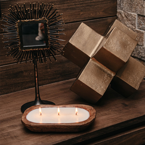 3-Wick Hand Dough Bowl Soy Candle - Costa Del Ahazar