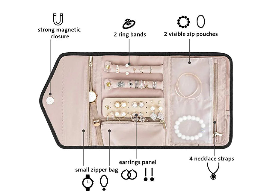 WanderGlam Travel Jewelry Case