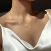 18K Gold Plated Cross Necklace with Rhinestones