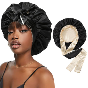 Double-Layer Satin Sleep Bonnet – Reversible with Adjustable Straps